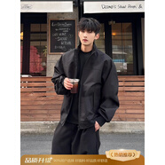 尤芮軻飛行夾克男三防美式秋冬穿搭加厚立領(lǐng)棒球服外套短款工裝沖鋒衣 黑色升級款 XL 130-145斤