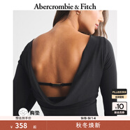 ABERCROMBIE & FITCH女裝25秋冬新款性感修身帶胸墊一字領(lǐng)露背長袖T恤KI139-5980 黑色 XS (160/84A)