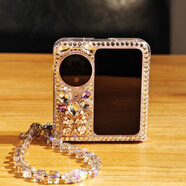 機(jī)旺馬適用于OPPOfind n3 flip手機(jī)殼新款n2flip保護(hù)套小眾屏水鉆掛繩掛鏈?zhǔn)痔嵝∏逍屡铐n國卡通可愛網(wǎng) 紫鉆花水晶鏈款 OPPO Find N3 Flip