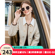 百圖betu女裝秋季新款短外套ins風(fēng)短款雙排扣小香風(fēng)外套女2309T99 杏色 S