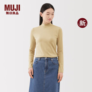無印良品（MUJI）女式 起毛羅紋編織半高領(lǐng)長袖T恤上衣打底衫女內(nèi)搭春秋女裝新品 淺黃色 XL （165/92A）