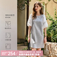 Olrain歐芮兒夏季女裝直筒名媛風(fēng)撞色蕾絲拼接連衣裙 灰色 M