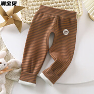 開(kāi)襠褲男寶秋季厚秋冬純棉2歲加絨外穿寶寶開(kāi)襠褲兒童春秋冬褲子嬰兒加絨護肚高腰褲嬰幼兒無(wú)骨打底褲子 [加絨開(kāi)襠褲][無(wú)骨]咖色 90碼建議23斤以下