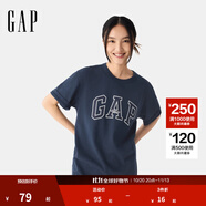 蓋璞男女裝2025春季新款純棉字母印花logo短袖T恤上衣美版797924 藏藍(lán)色 2XL 美碼 3XL亞洲碼185/124A