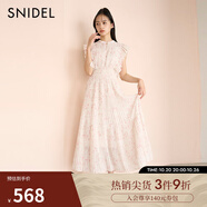 SNIDEL【明星同款】2025春夏新品小飛袖雪紡百褶碎花連衣裙SWFO251073 粉色 M (1)