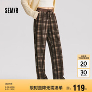 森馬（Semir）休閑褲女格紋闊腿褲復古風(fēng)潮流2024冬季時(shí)尚仿呢長(cháng)褲109724127008