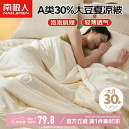 南極人A類抗菌30%大豆空調(diào)夏被 泡泡條格夏涼被子纖維被芯200*230cm奶白