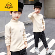G.DUCKKIDS男童加絨加厚打底衫兒童高領(lǐng)絨衣秋冬新款中大童韓版男孩保暖衛(wèi)衣 乳白色絨衣 偏小一碼 110 (參考年齡4-5歲)(參考年齡4