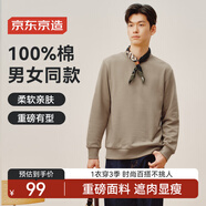 京東京造【100%長絨棉】衛(wèi)衣男秋季外套男裝衣服長袖t恤女款 卡其綠 XL