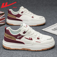 回力男鞋秋季2025鞋子男士皮面小白鞋潮流百搭休閑運動(dòng)鞋男板鞋 2396米酒紅 40