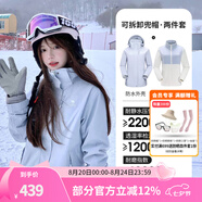 駱駝（CAMEL）三防沖鋒衣戶(hù)外登山服防風(fēng)防水防污三合一運動(dòng)外套 AD22263513X，抓絨內膽月光藍女 M