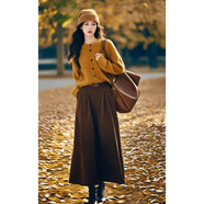 凡客誠品深秋搭配一整套今年流行漂亮套裝裙大碼胖mm法式針織半身連衣裙子 針織開(kāi)衫+半身裙 【套裝】 M 【建議80-100斤】