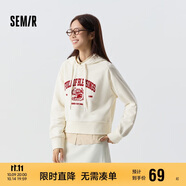 森馬[陳都靈同款]衛(wèi)衣女短款福龍印花紅色短外套101124116005