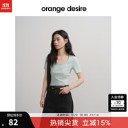 orangedesire【天鵝頸T】orange desire清爽大方領(lǐng)修身T恤2025夏新款正肩短袖 冰泉藍(lán) XL