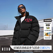 MEDM國潮基礎(chǔ)款羽絨服男春秋季美式高街復(fù)古oversize保暖休閑外套 黑紅色 L