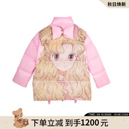 LALABOBO加厚保暖羽絨服女可愛歐若拉印花蝴蝶結(jié)寬松百搭休閑外套 時(shí)尚潮 粉色（歐若拉） M