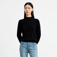 水云間· SHUI YUN JIAN（SEDATE）太陽(yáng)之約水云間純羊毛極細肌理感針織衫女小立領(lǐng)長(cháng)袖打 黑色 M