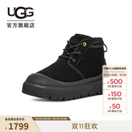 UGG冬季男女同款時(shí)尚厚底系帶紐姆休閑彩殼雪地靴時(shí)尚靴 1143991 BBLC | 黑色/黑色 38