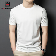 AEMAPE桑蠶.絲純色短袖t恤男士夏季休閑圓領(lǐng)薄款體恤內搭半截袖打底上衣 白色 XL 175 建議 135-155斤
