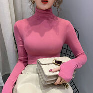 雅鹿韓國螺紋棉面料堆堆領(lǐng)打底衫女秋冬內搭2025洋氣緊身時(shí)尚高領(lǐng)T恤 套手指粉色 S 適合95斤以?xún)?
                                         title=