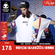 閃電潮牌（GENANX）印花短袖男夏季情侶裝嘻哈街頭太空棉五分袖t恤 白色 2XL