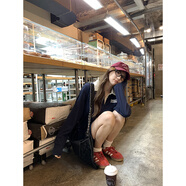 ABOUTPOEM夏詩(shī)文 毛圈針織撞色貼布繡POLO裙女秋休閑短款連衣裙 夜幕藍 XS 155/76A(XS)