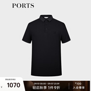 PORTS寶姿男裝夏季商務(wù)休閑短袖POLO衫MM8N205MZC013 黑色 S