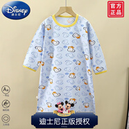 迪士尼（Disney）兒童連體睡衣純棉寶寶睡袍長袖嬰兒浴袍女家居春秋男童無骨睡裙冬 新萊卡睡藍小鴨 130 cm(建議身高118-128cm)