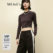 MO&Co.瑜伽風(fēng)橡筋短款小圓領(lǐng)正肩高彈修身上衣辣妹