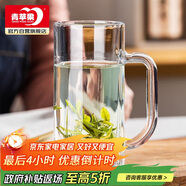 青蘋果帶把茶杯水杯 啤酒杯扎啤杯 無鉛玻璃杯飲料杯可樂杯 320ML
