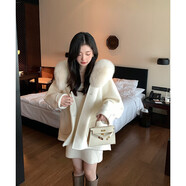 OIMG偷偷藏不住新款雙面羊絨大衣女小個(gè)子甜軟慵懶冬季毛呢子外套 白雪公主 XS