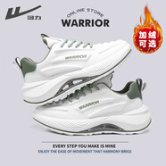 回力（Warrior）官方男鞋秋冬季款皮面休閑跑步鞋舒適老爹鞋子男士運動(dòng)鞋男白綠42