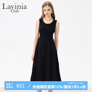 Lavinia Club拉維妮婭法式吊帶小黑裙2025新款黑色針織拼接無(wú)袖連衣裙L41L102 黑色 S (160)