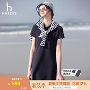 哈吉斯（HAZZYS）女裝 夏季女士【PHIZ系列】素色通勤簡約POLO裙女 藏青色NV L (165/88A 40)