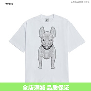 ADLV TEE韓國lifework新款韓版圓領短袖法斗犬圖案T恤上衣潮牌男女短袖 白色黑狗 S
