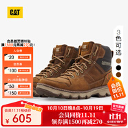 CAT卡特工裝靴高幫馬丁靴鞋子男鞋男士城市機(jī)能戶外牛皮面防 棕色 42