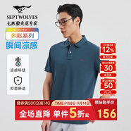 七匹狼短袖T恤男士T恤時(shí)尚中青年翻領(lǐng)商務(wù)休閑小狼標刺繡Polo男裝
