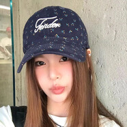 暢印韓系ins碎花小清新刺繡字母棒球帽女春夏甜美顯臉小鴨舌帽防曬帽 【藏青色】碎花棒球帽