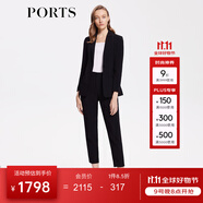 PORTS寶姿女裝2024春夏新款黑色百搭三醋酸外套修身一粒 黑色 L (8)