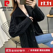 皮爾卡丹（pierre cardin）女士毛衣外套開衫女春秋裝2024年新款女裝秋冬季加厚針織外搭 黑色 M