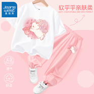 真維斯女童哪咤套裝兒童服裝2025夏季新款純棉t恤短袖冰絲敖丙上衣服 【純棉短袖+冰絲防蚊褲】16 130 【推薦體重45-56斤】