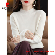 皮爾卡丹（pierre cardin）斷碼撿漏.秋冬羊絨衫女100純羊絨半高寬松毛衣百搭羊毛打底衫加厚 白色 S