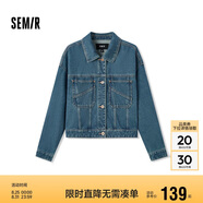 森馬牛仔外套女寬松落肩做舊潮酷街頭春秋夾克工裝風(fēng)109524108009