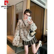 皮爾卡丹（pierre cardin）卡其色波點(diǎn)套頭毛衣女2025新款秋冬加厚寬松休閑慵懶風(fēng)內搭針織衫 卡其色 S