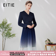 愛(ài)特愛(ài)（EITIE）通勤假兩件收腰百褶拼接漸變西裝連衣裙春秋新款A2407307 深海藍31 2XL 175