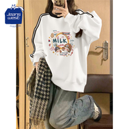 JEANSWEST CLUB真維斯條紋圓領(lǐng)衛(wèi)衣春秋美式寬松無帽上衣oversize小眾設(shè)計(jì)感外套