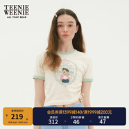 Teenie Weenie小熊T恤女夏季設計感修身短袖T恤短款上衣辣妹裝甜美女 綠色 XS (155)