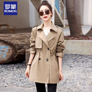 羅蒙（ROMON）胖妹妹風(fēng)衣女中長(cháng)款2025早春新款西裝收腰顯瘦氣質(zhì)休閑大碼短外套 官方旗艦卡其色 【休閑版型】 M 【建議95-110斤】