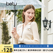 百圖betu女裝秋新款針織衫小翻領(lǐng)長袖小香風(fēng)針織POLO衫女2308T15 杏色 L