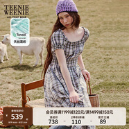 Teenie Weenie小熊連衣裙女2025年夏季新款清新田園風(fēng)格紋短袖連衣裙長(cháng)裙女 淺紫色 S
